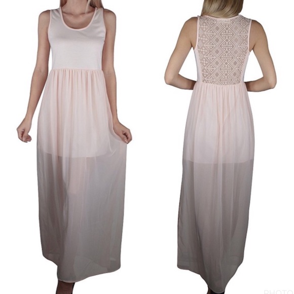 Dresses & Skirts - (Small) Pink Lace Maxi Dress